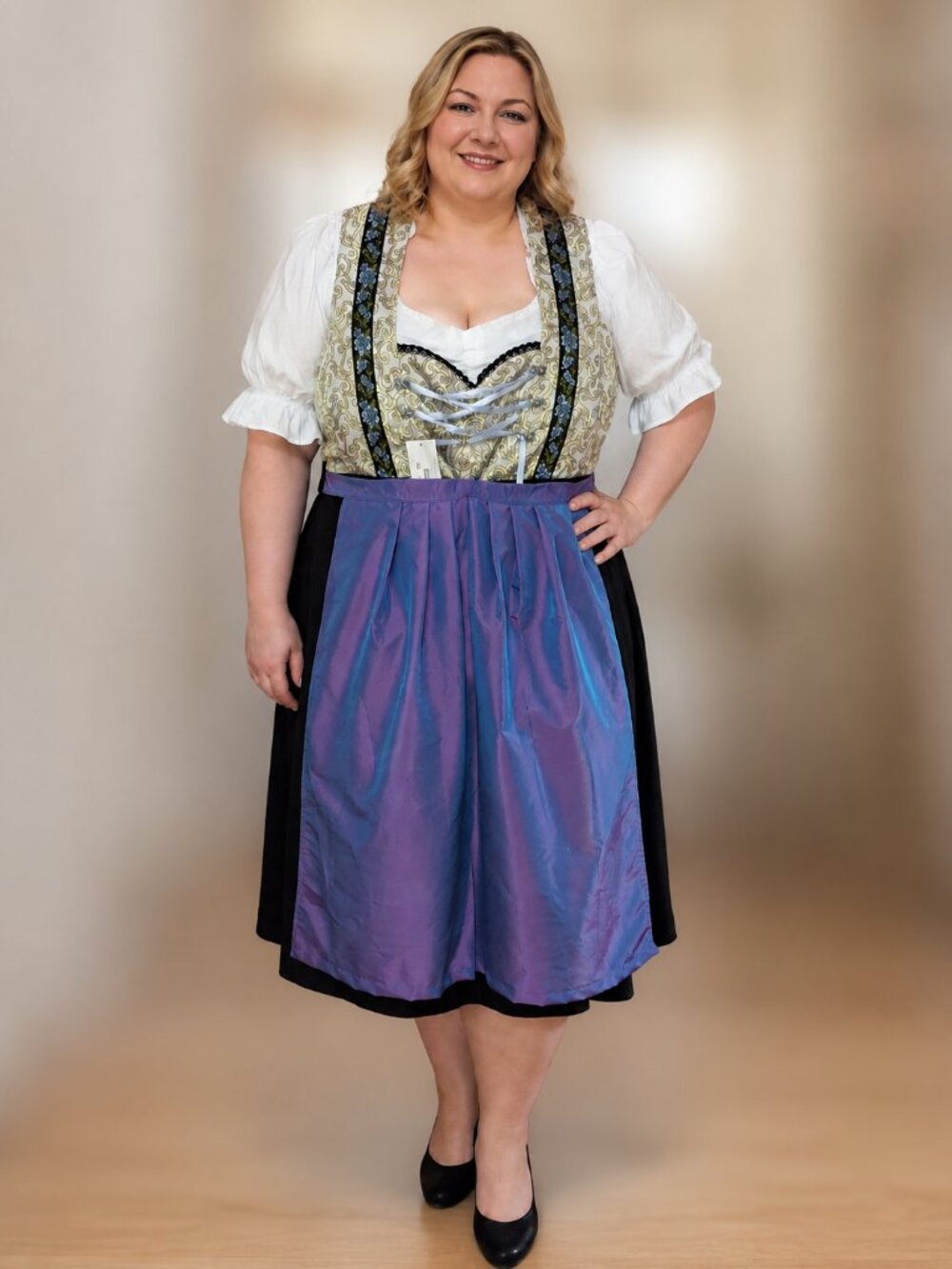BNWT Alpenblume German Dirndl Dress 3-Piece Oktoberfest Costume Size EU 50 US 18